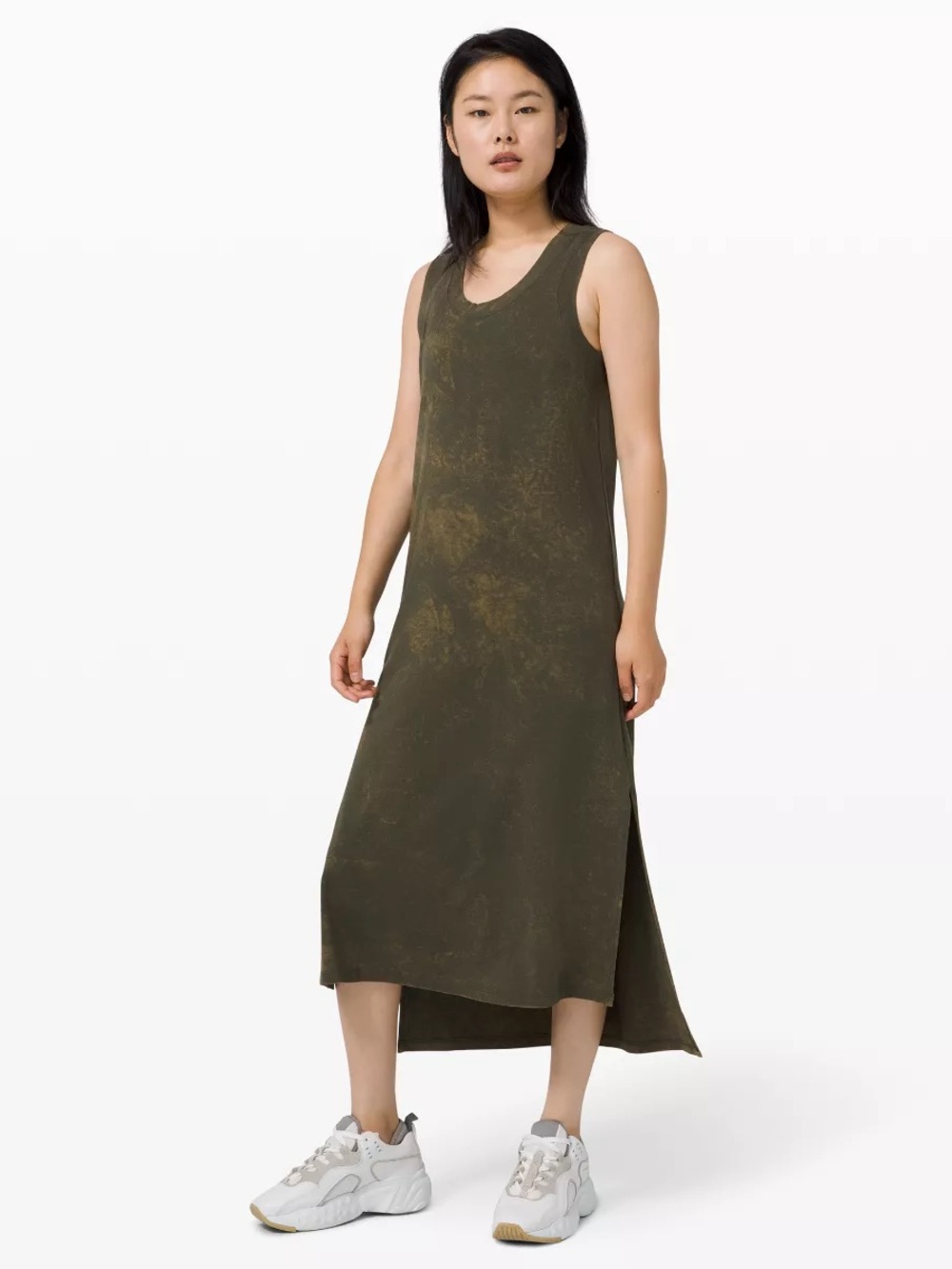 Lululemon All Yours Tank Maxi Dress in Cloudy Wash Dark Olive